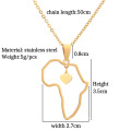 Shangjie OEM collar hip hop hollow africa map necklace heart stainless steel pendant necklace gold plated women necklace